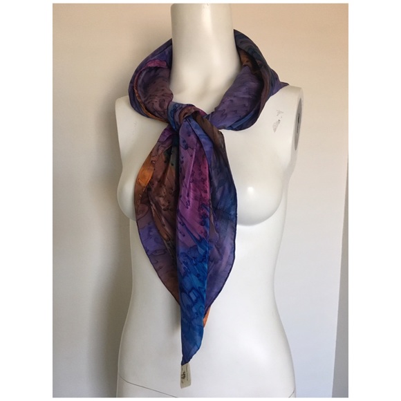 Vintage GOLDEN CAMEL Hand Painted Silk Scarf - Picture 4 of 8